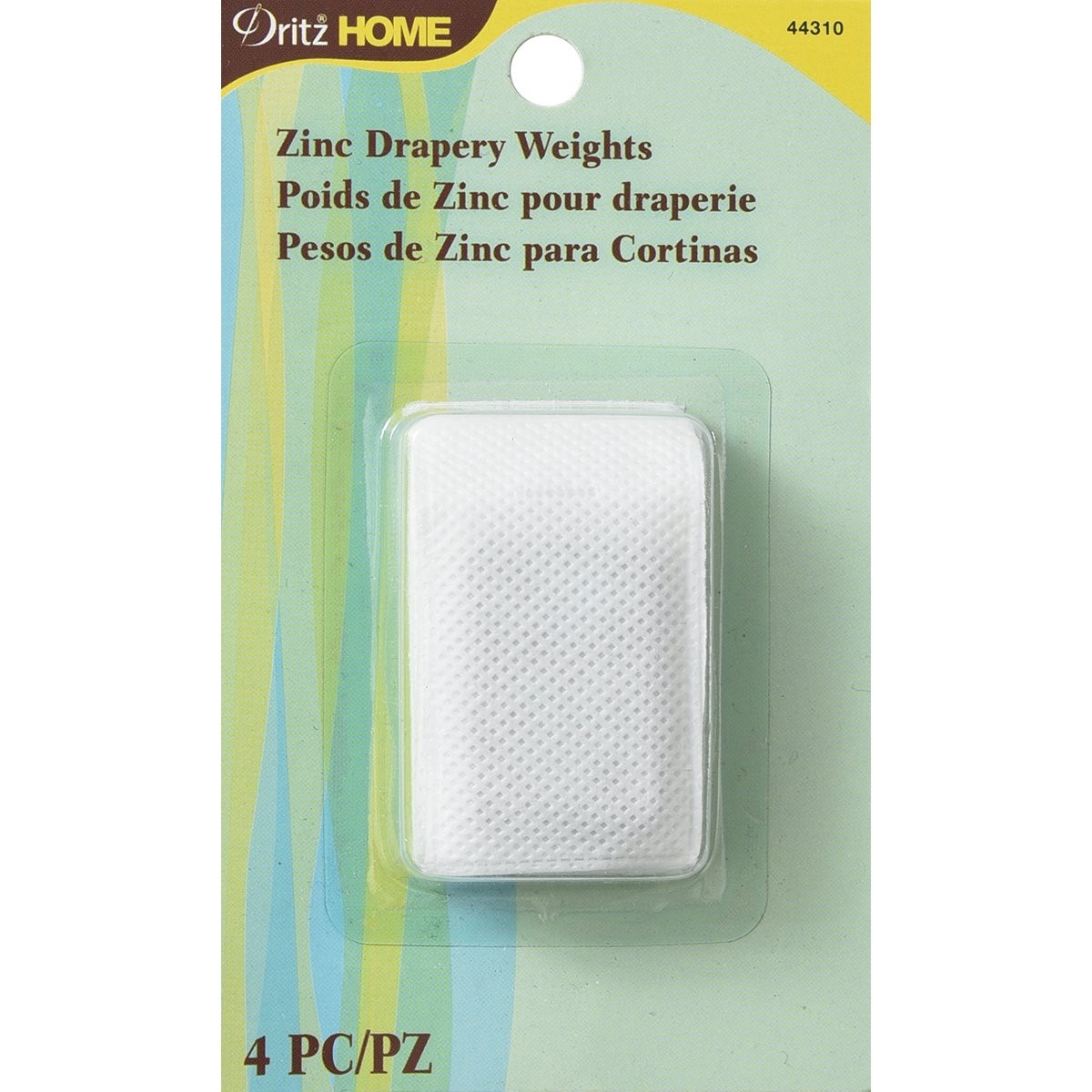 Covered Zinc Drapery Weights White 4-Pack 0.75 x 4.75 in