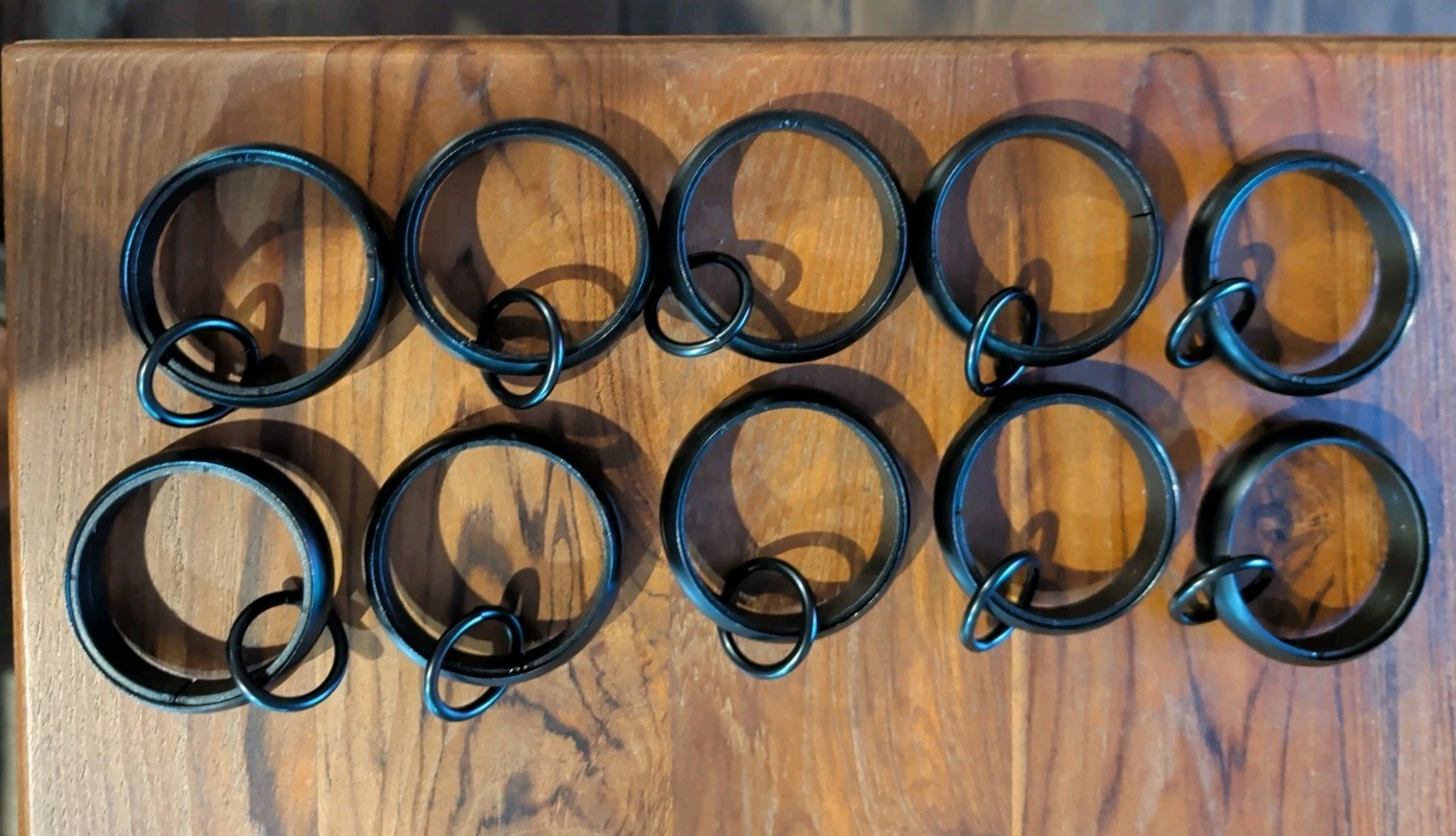POTTERY BARN Set/10 Quiet-Glide Double Curtain Rings-1.25″-Ant Bronze-OPEN BOX