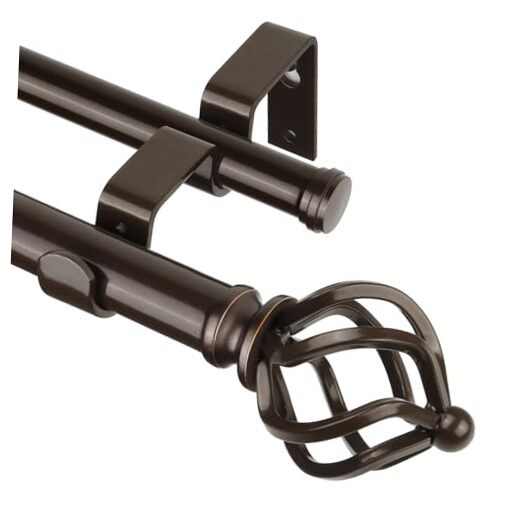 Double Curtain Rods 66 to 120 Inches (5.5-10 Feet) 66-120″ Antique Bronze