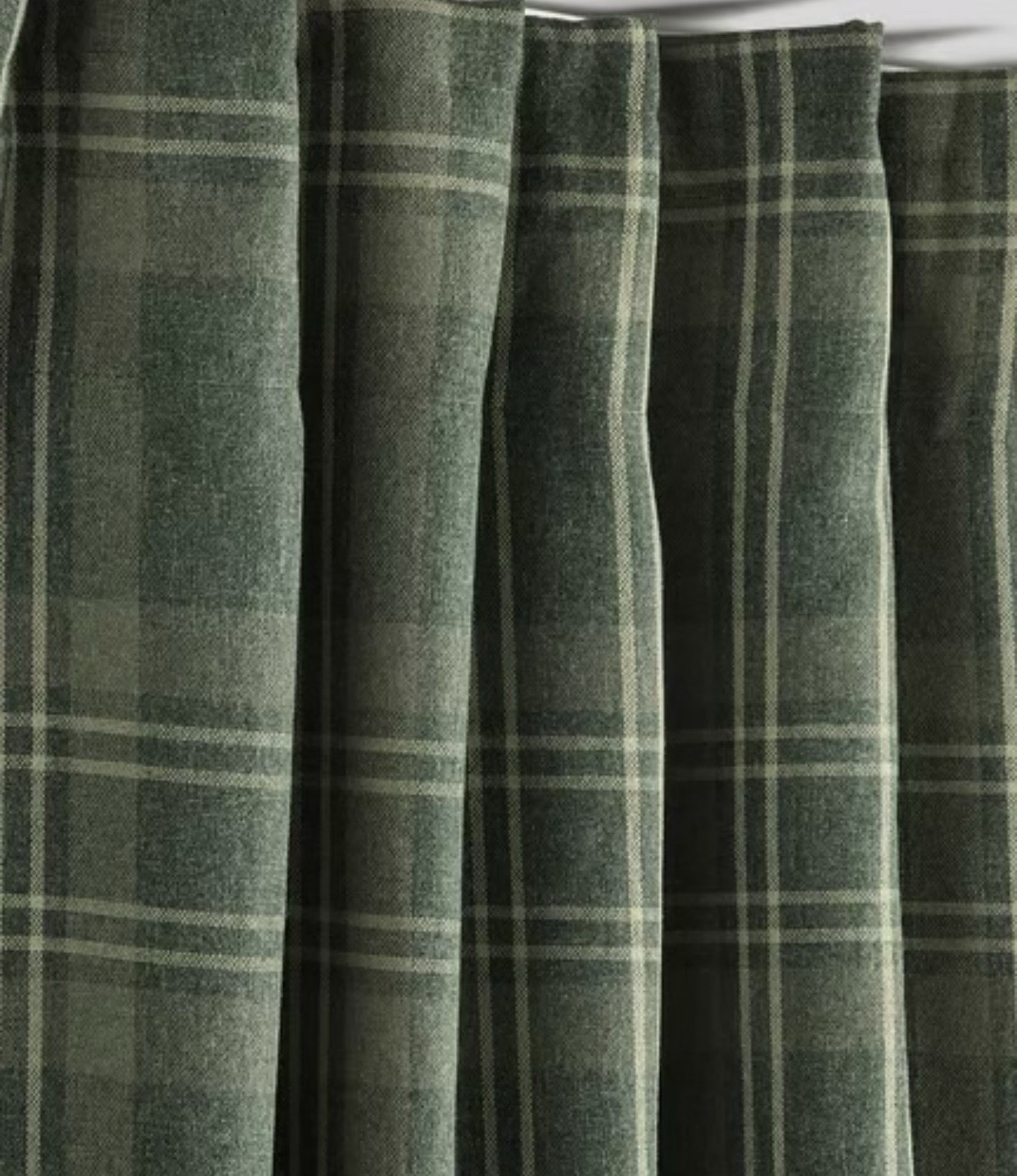Ikea HAGGVECKMAL Dark Green Tartan Plaid Drapes 98” 2 Panels Curtains