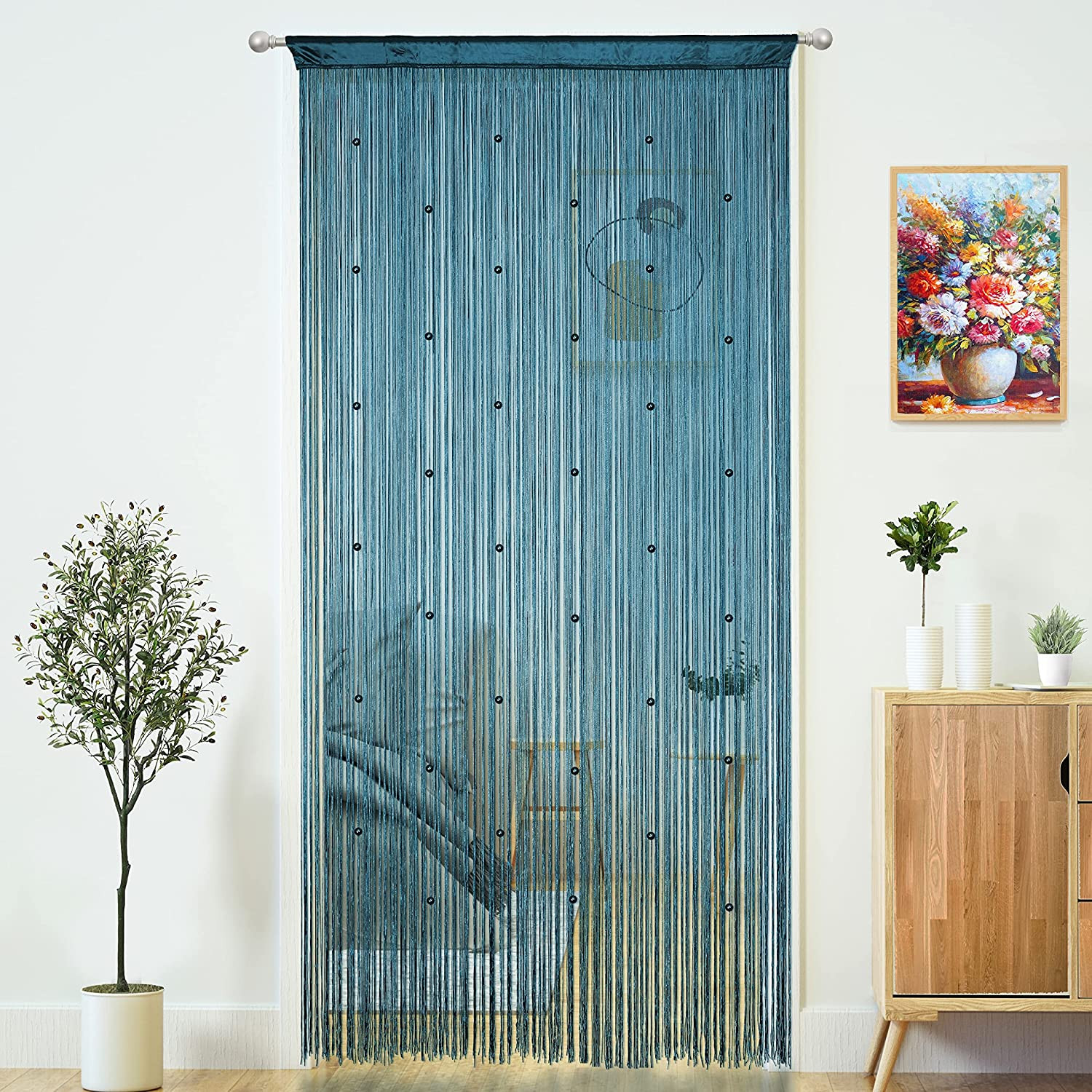 Yaoyue Beaded Curtain Door String Curtains for Doorways Tassels Beads Hanging Fr