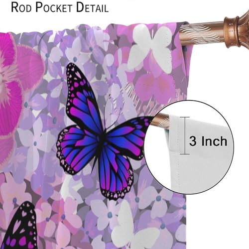 Butterfly Decor Curtains for Girls Boy Home Decor, Romantic Fantasy
