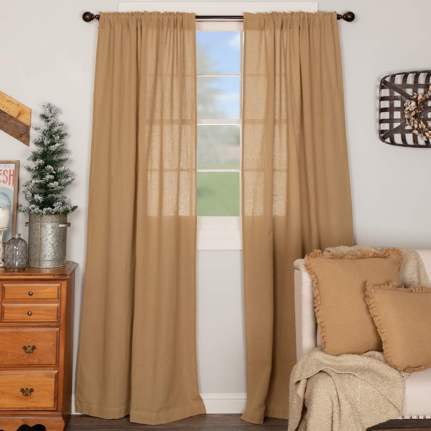 VHC Brands Farmhouse 84″x40″ Panel Pair Tan 40″W x 84″L (Pack of 2), Natural