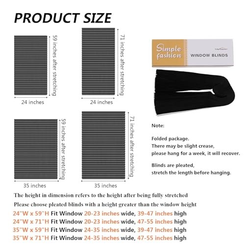 Window Blinds Cordless Blackout No Drill Cut to Size 24″W x 59″H Grey – 1 Pack
