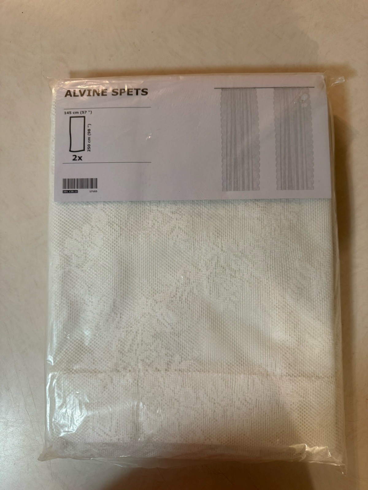 2 Ikea Alvine Rund Curtain Panels 57″×98″ Each White Lace