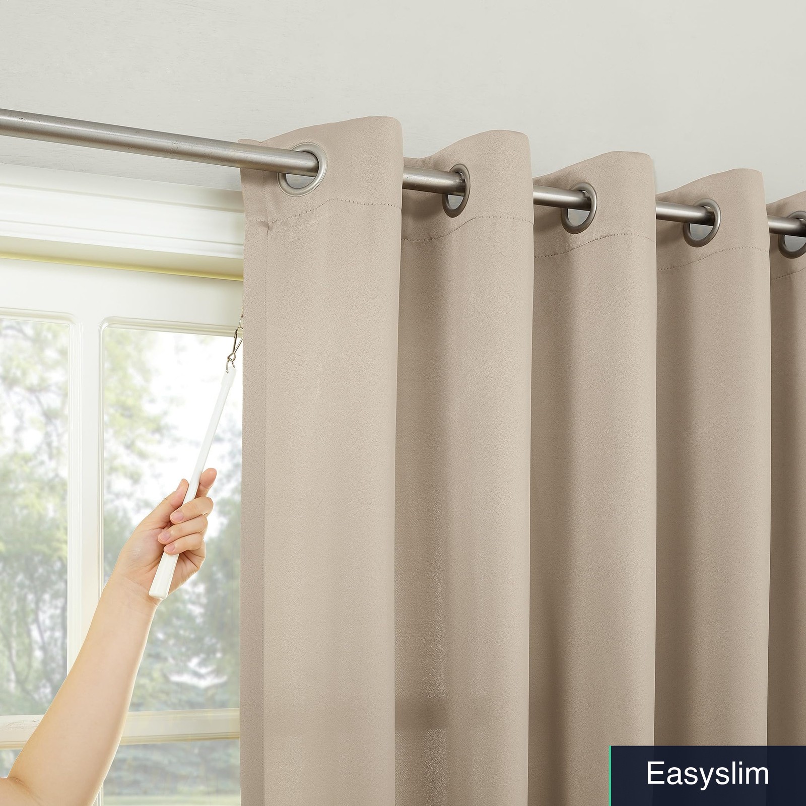 Polyester Patio Door Curtain Panel 84 x 100 Stone Grommet Energy Efficient