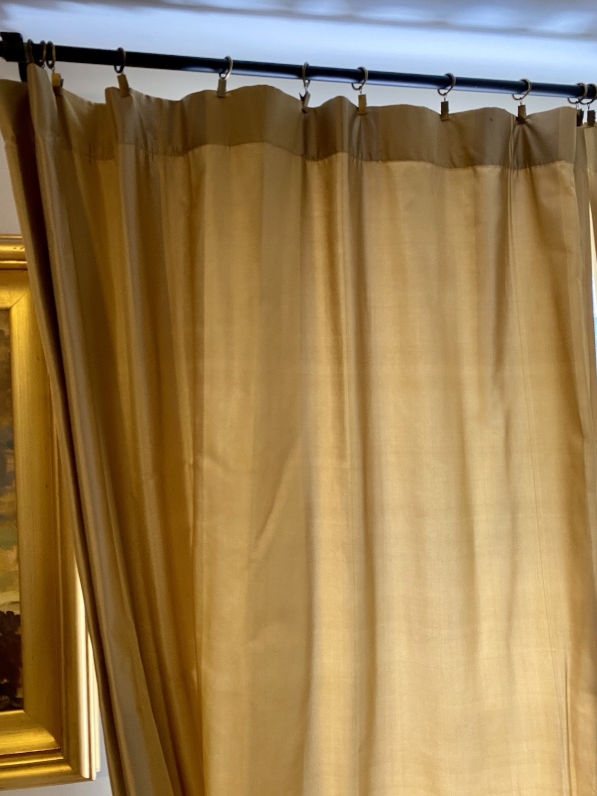 6 Panels Restoration Hardware Gold 100% INDIA SILK Curtains Drapes 51X84” Lined