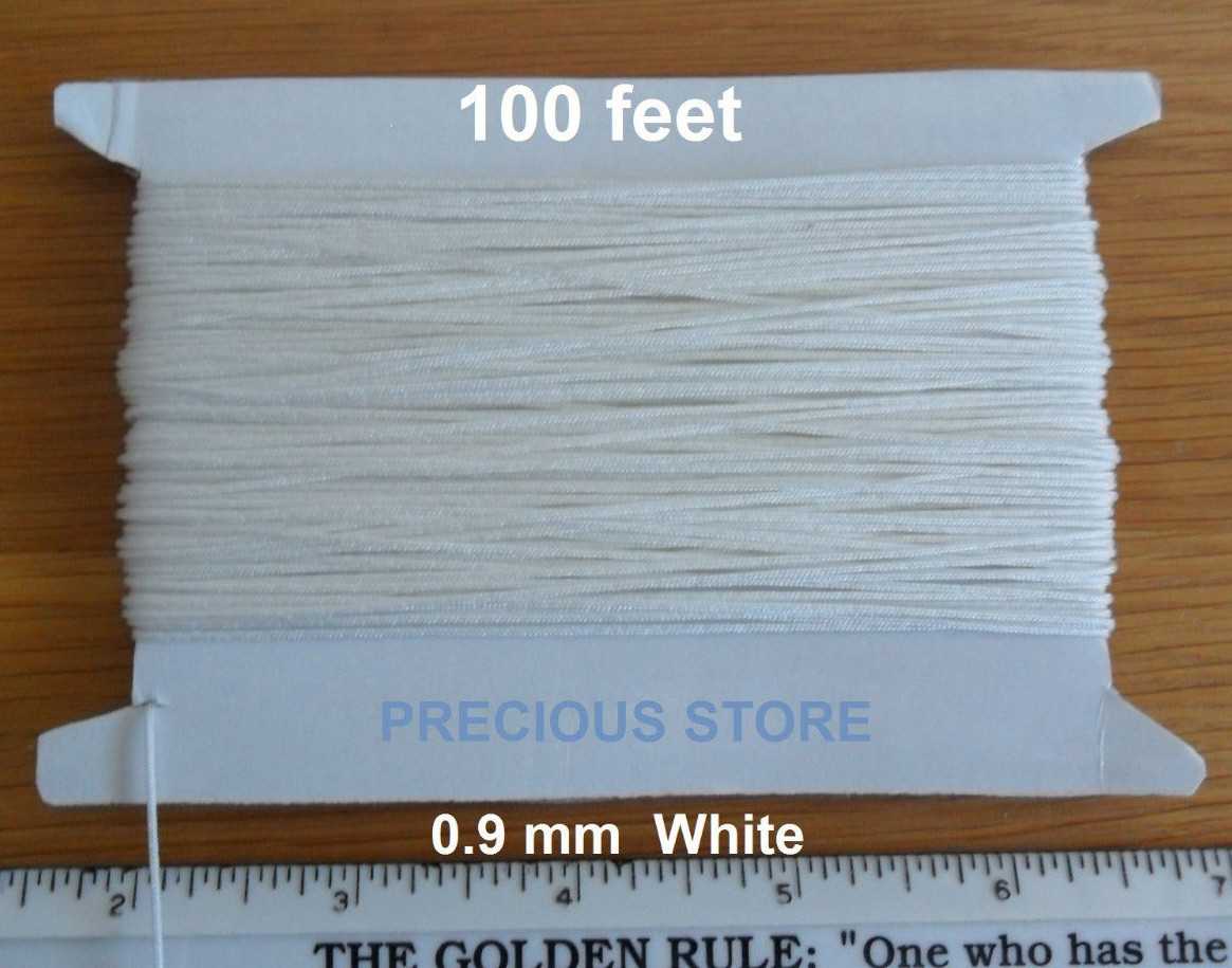 100 Feet 0.9 mm White Lift Pull String Cord For Shades, Honeycomb, Window Blinds
