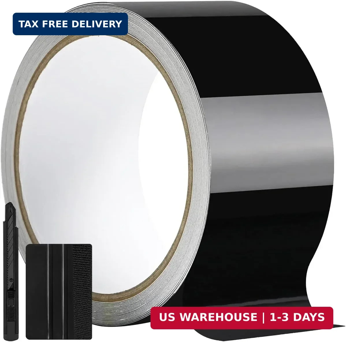 GRTHTATI 2IN X 30FT Gloss Black Vinyl Wrap for Chrome Delete Window Trim Car Doo