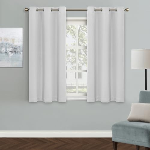 Curtains for Bedroom, 45 Inch Long 42″W x 45″L (Pack of 1) Greyish White