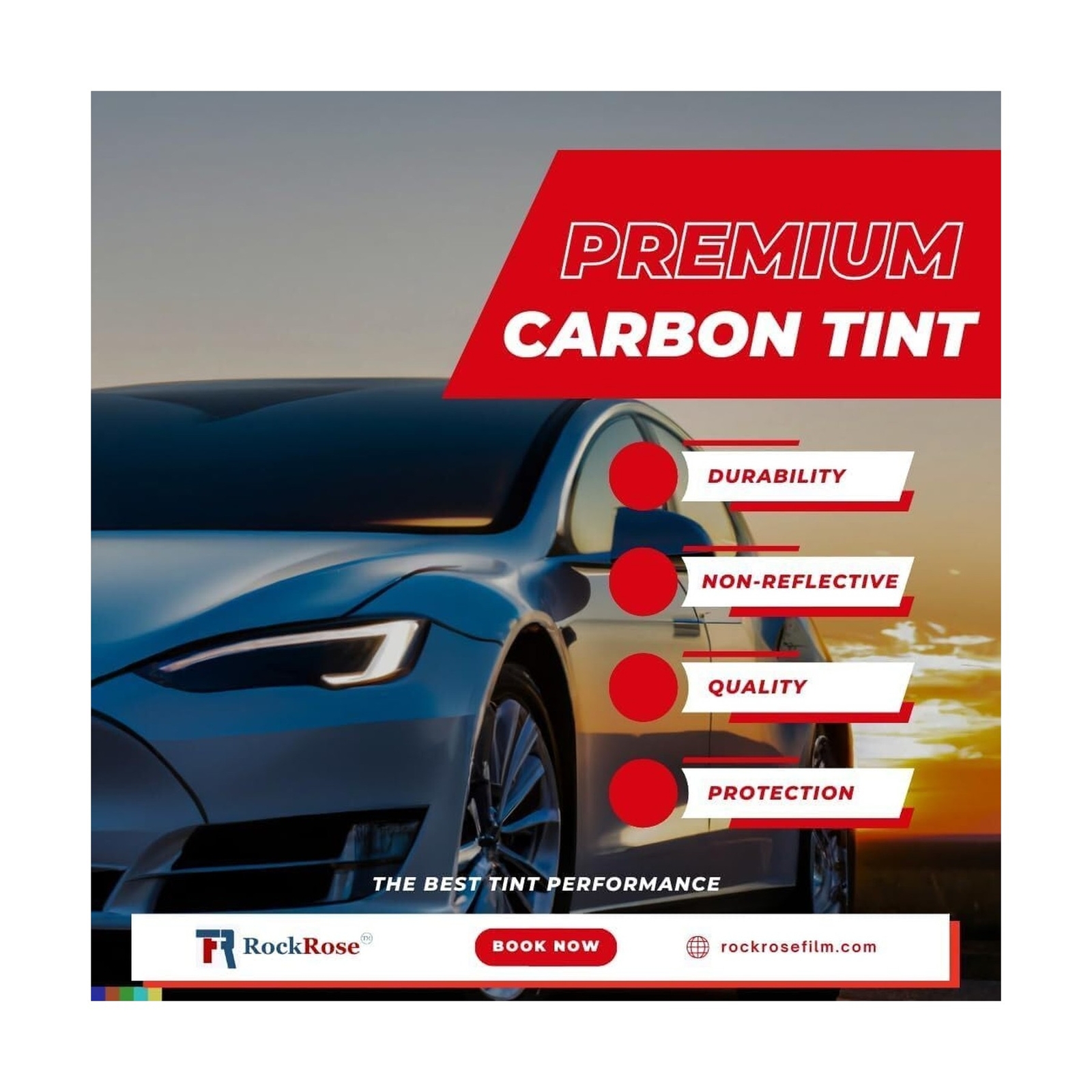 RockRose VLT 35% Window Tint with Premium 2ply Window Tint Film – Adhesive Wi…