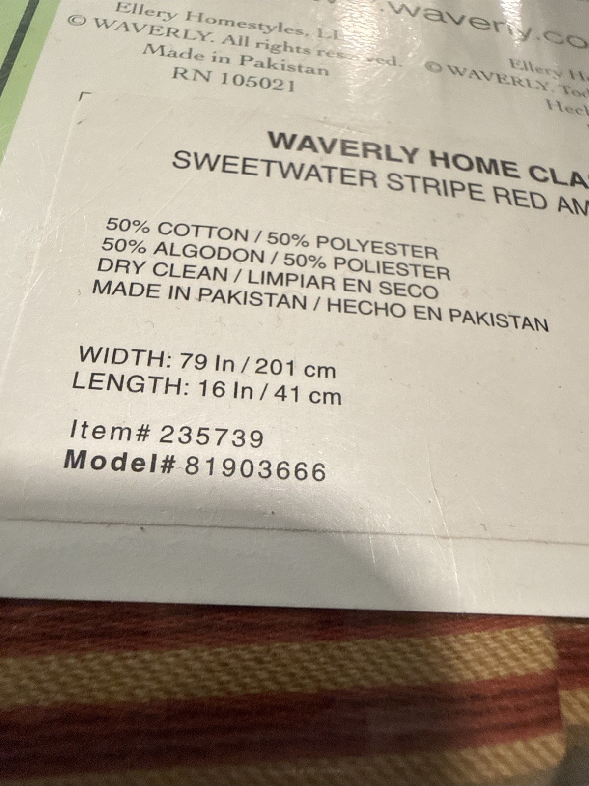 Waverly Classics Home Amanda Red Valance 79 X 16 New