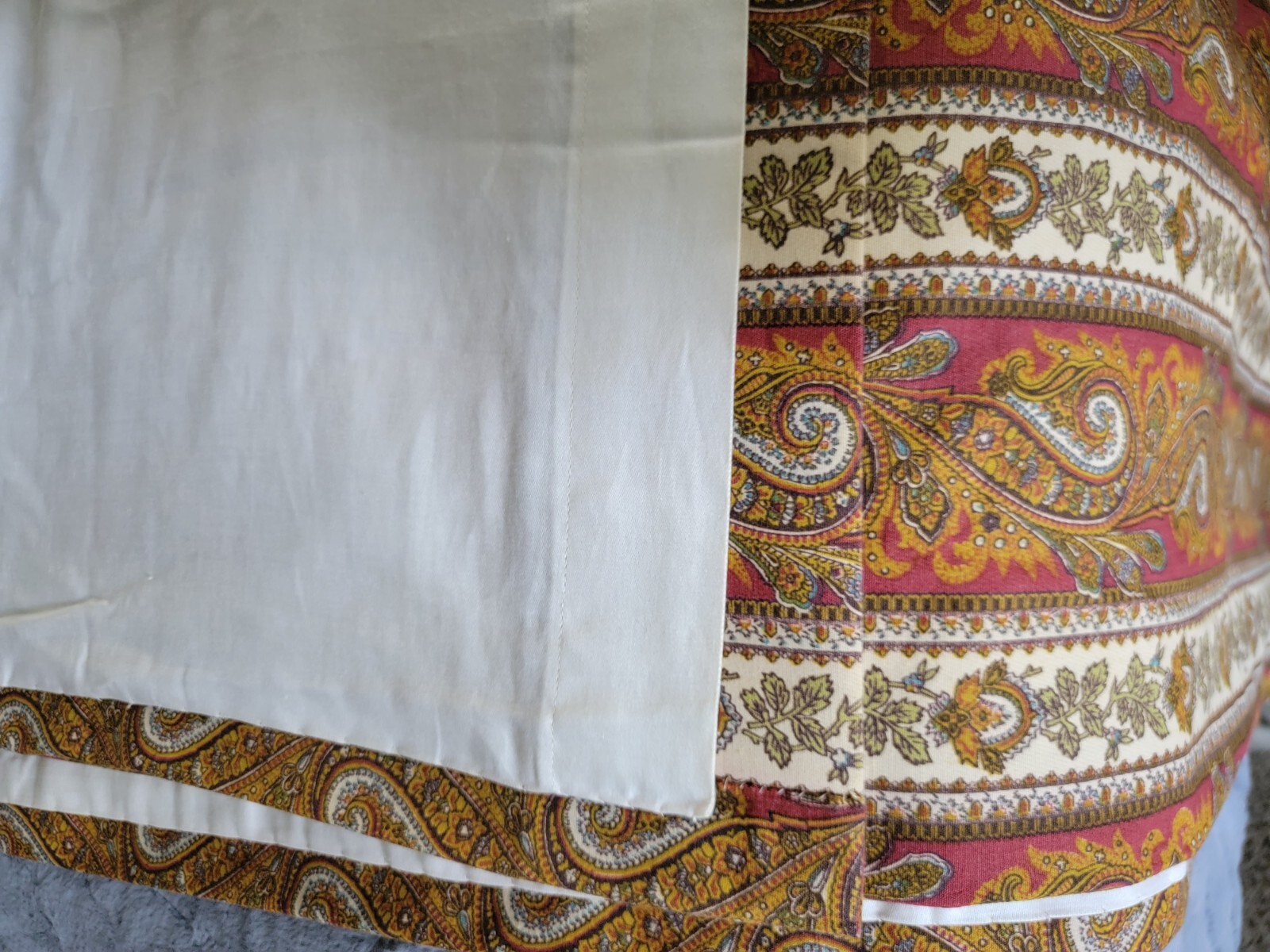 Vintage 1970s Custom Lined Paisley Drapery Panel Extra Wide 139″ x 108″