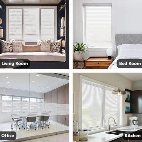 Privacy Window Film Self-Adhesive No-Glue Static Cling Stripe 17.5 x 78.7 Inch