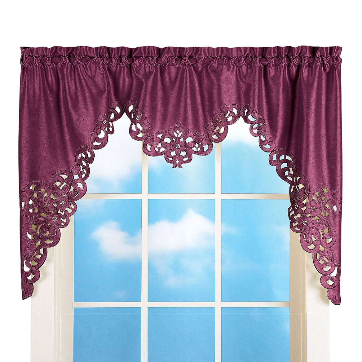 Elegant Scroll Valance, Burgundy, 58″ x 36″