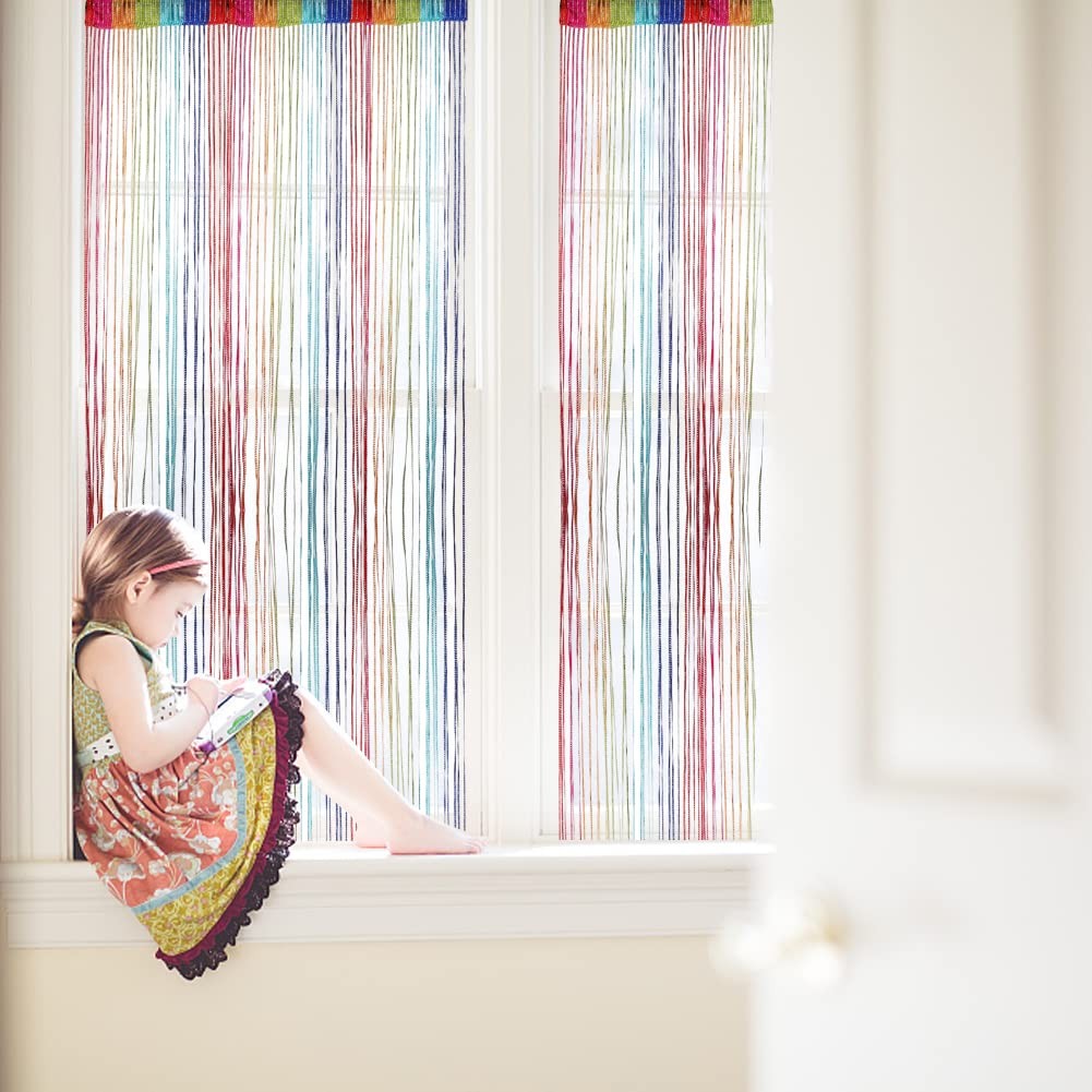 Door String Curtain Wall Panel Fringe 39x79in Multi Color FROM USA