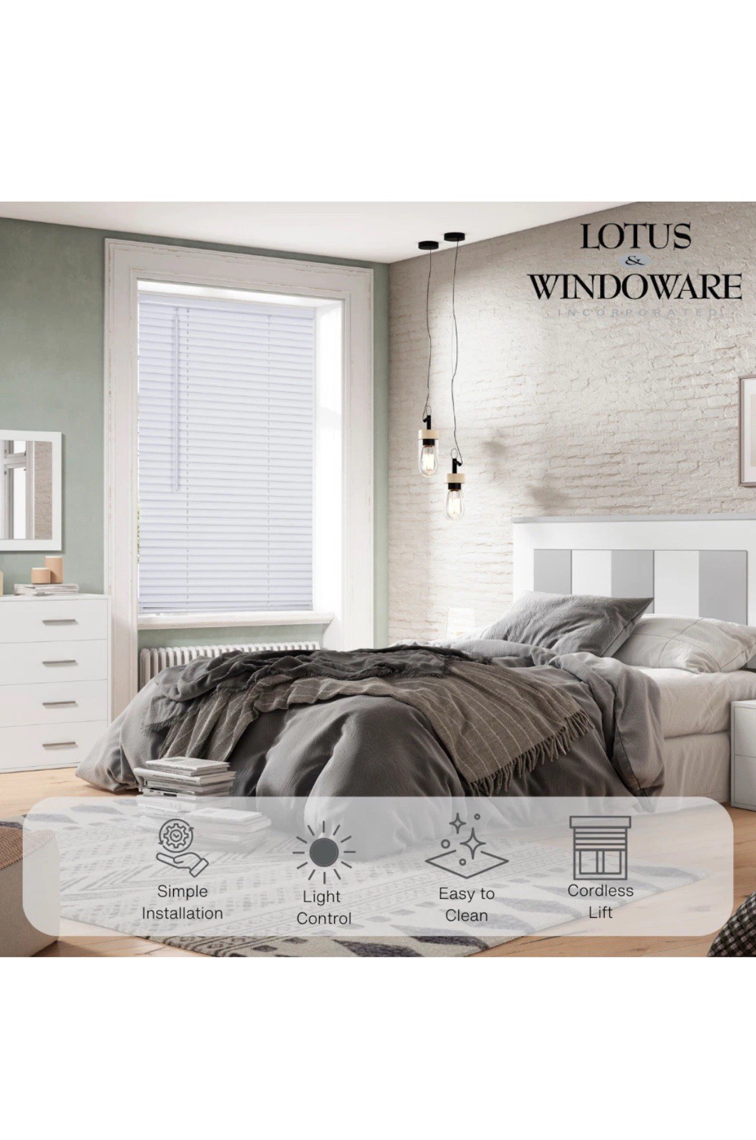 Lotus & Windoware 1” Vinyl Mini Blind 29″ x 64″ (White) Qty-1 Free Shipping