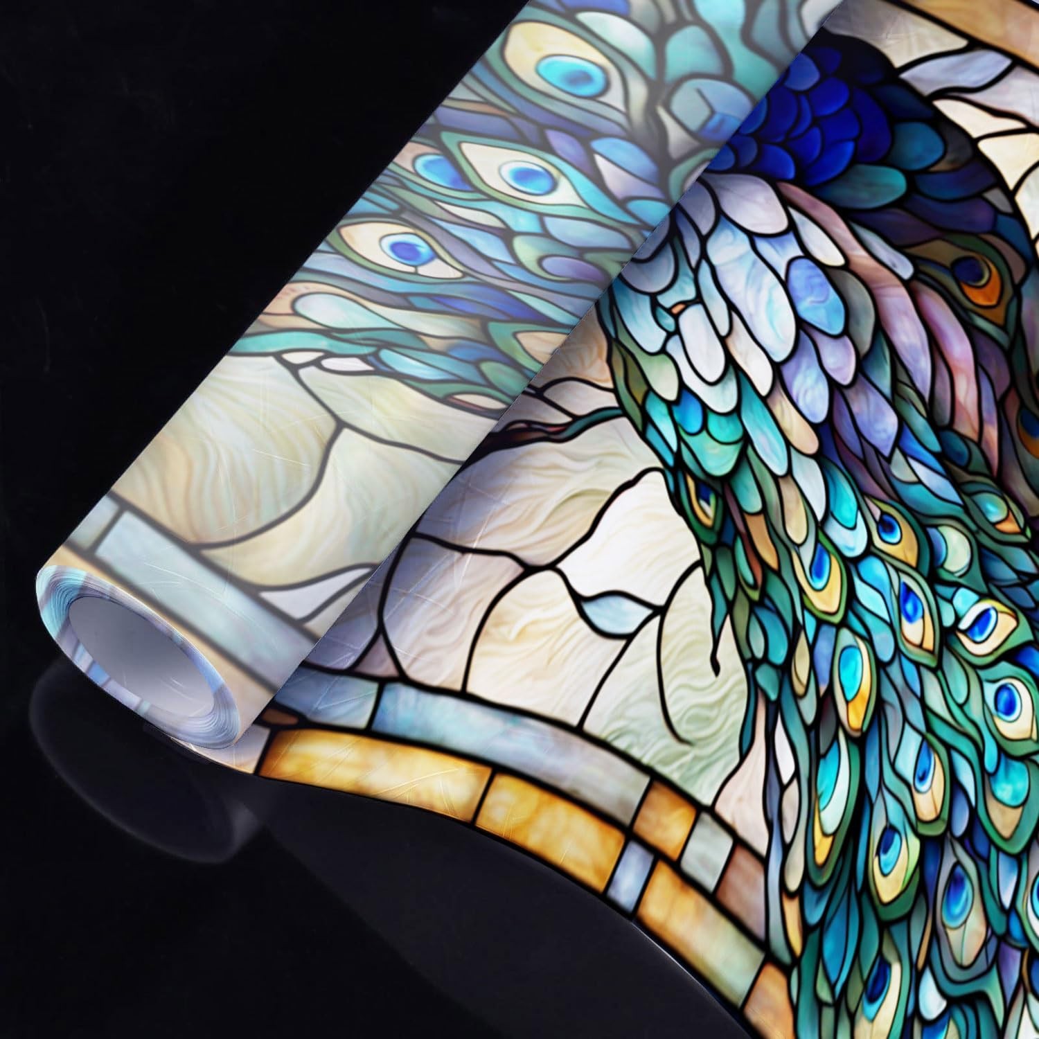 Decorative Peacock Stained Glass Window Film, Peacock Stained Glass Window Fi…