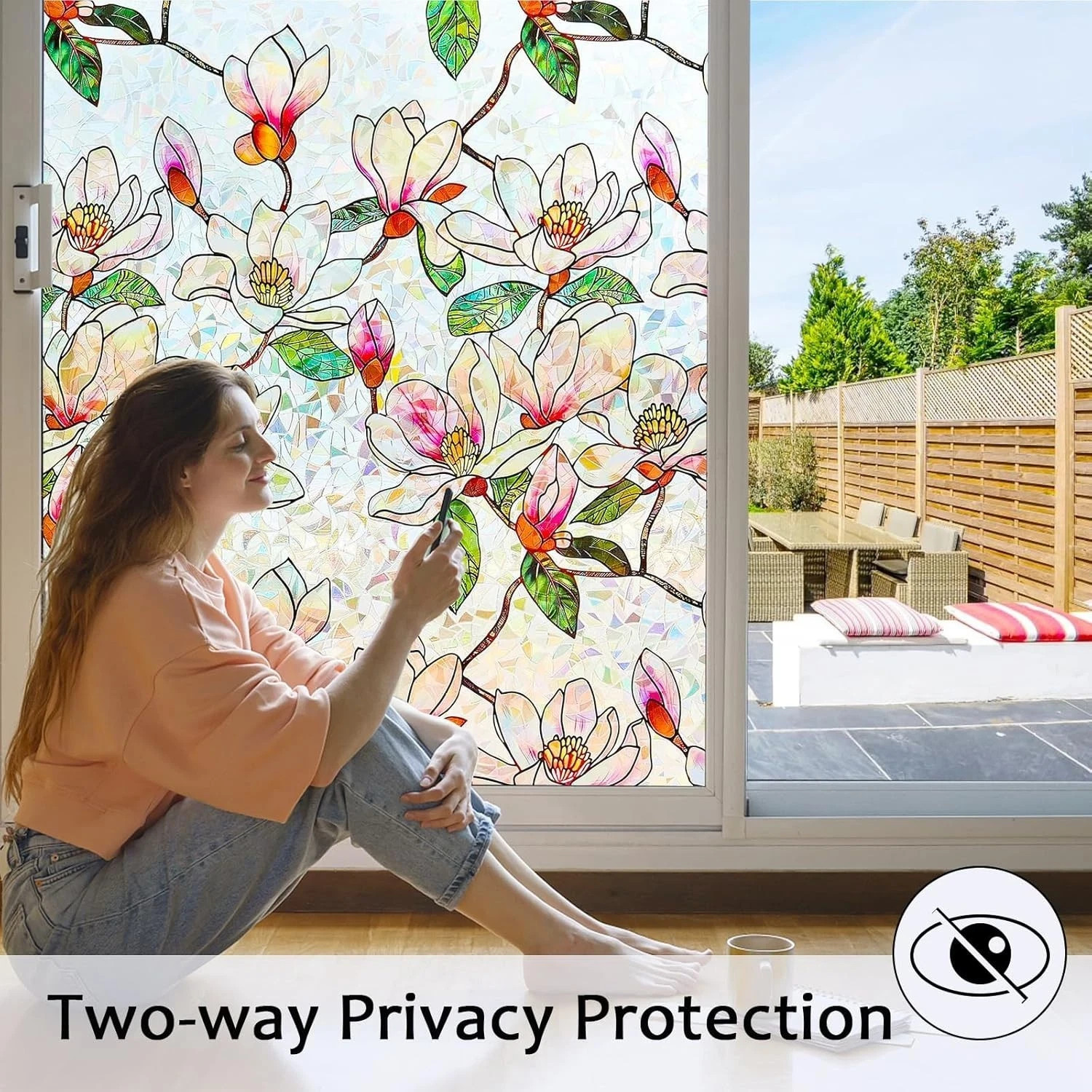 Window Privacy Film Stained Glass WindowBathroom Home Door 17.5″ x 78.7″