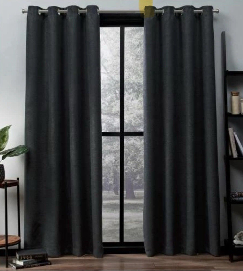 Oxford 52 W x 108 L Woven Blackout Grommet Top Curtain Panel Charcoal (2 Panels)