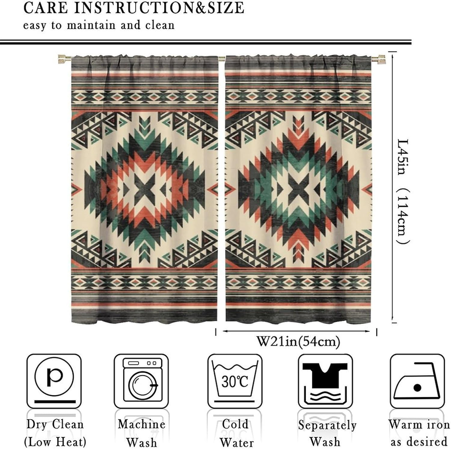 Aztec Thermal Insulated Curtain, Native American South Western Fantasy Boho Trib