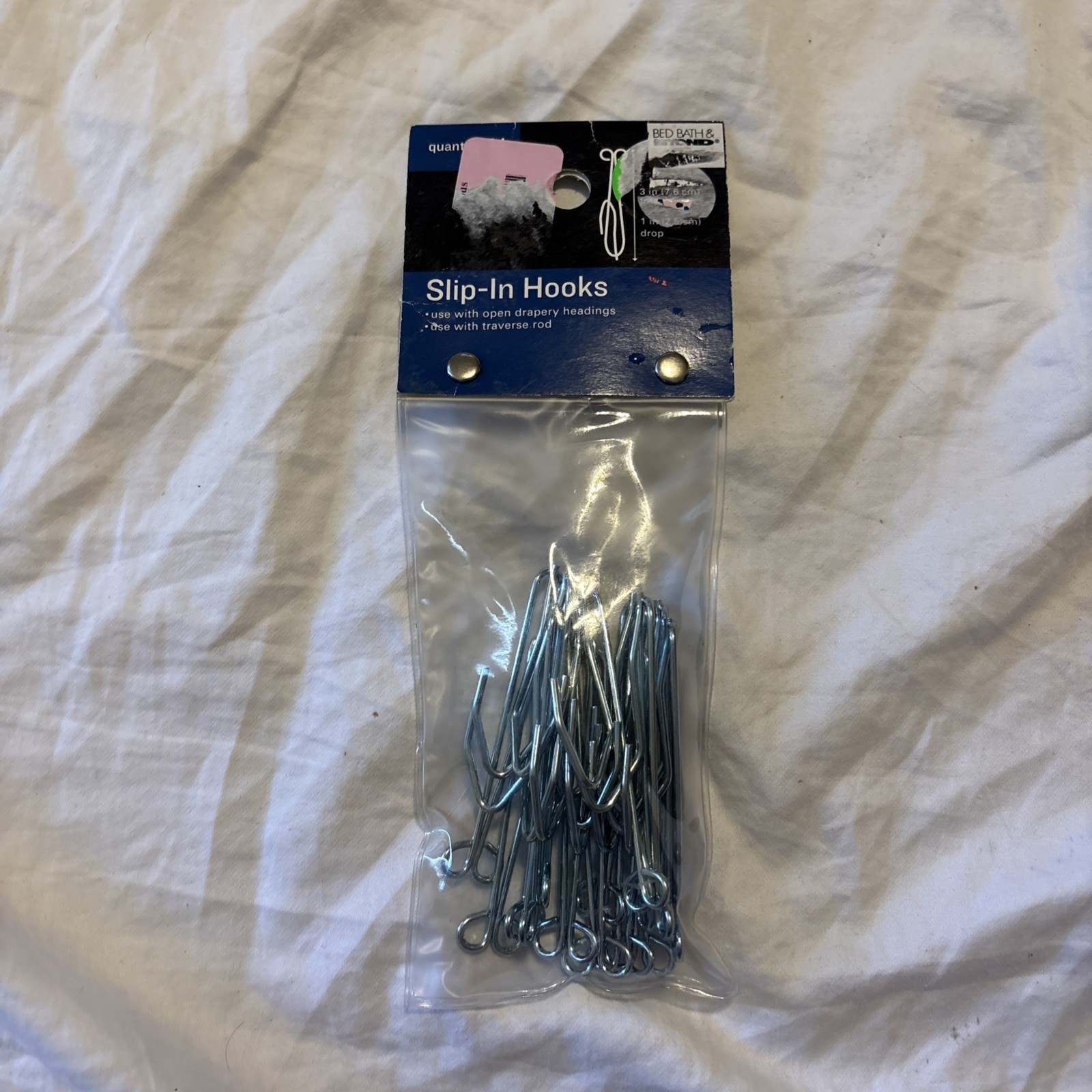 Bed Bath & Beyond Pack of 14 Curtain Slip-In Hooks/Traverse Rod 3″ w/1″ Drop