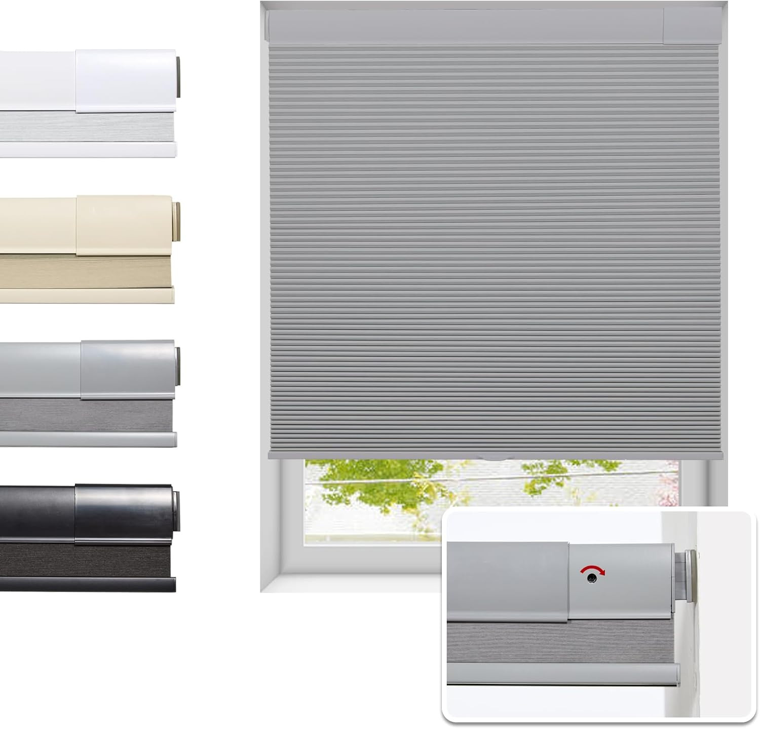 No Drill Cellular Shades for Indoor Windows, Thermal Insulating & Noise Reducing