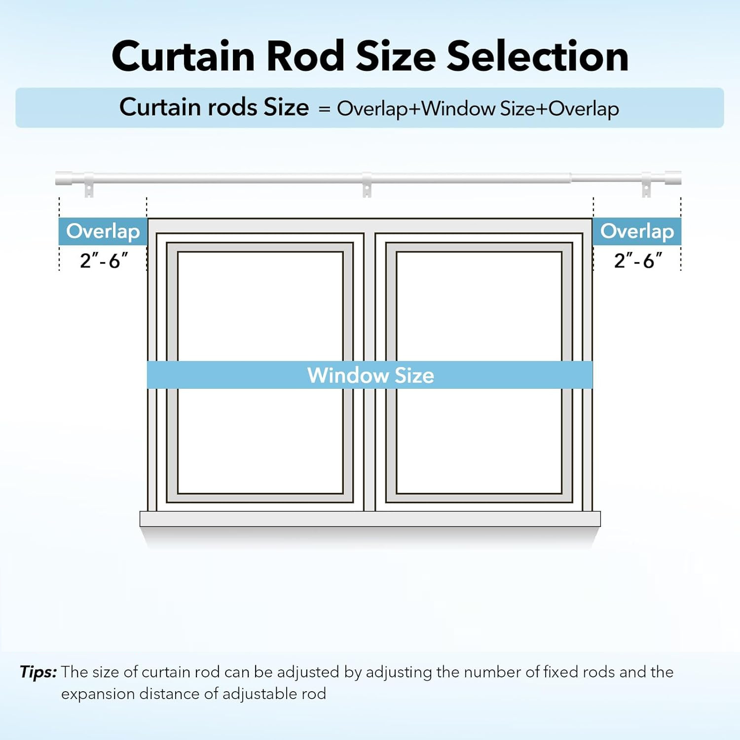 2 Pack Curtain Rod w/Star for Window size up to 178″ Wide Heavy Duty 1″ dia tube