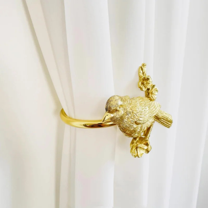 American Vintage Curtain Hook Golden Bird Swallow Curtain Buckles Brass Wall Mou