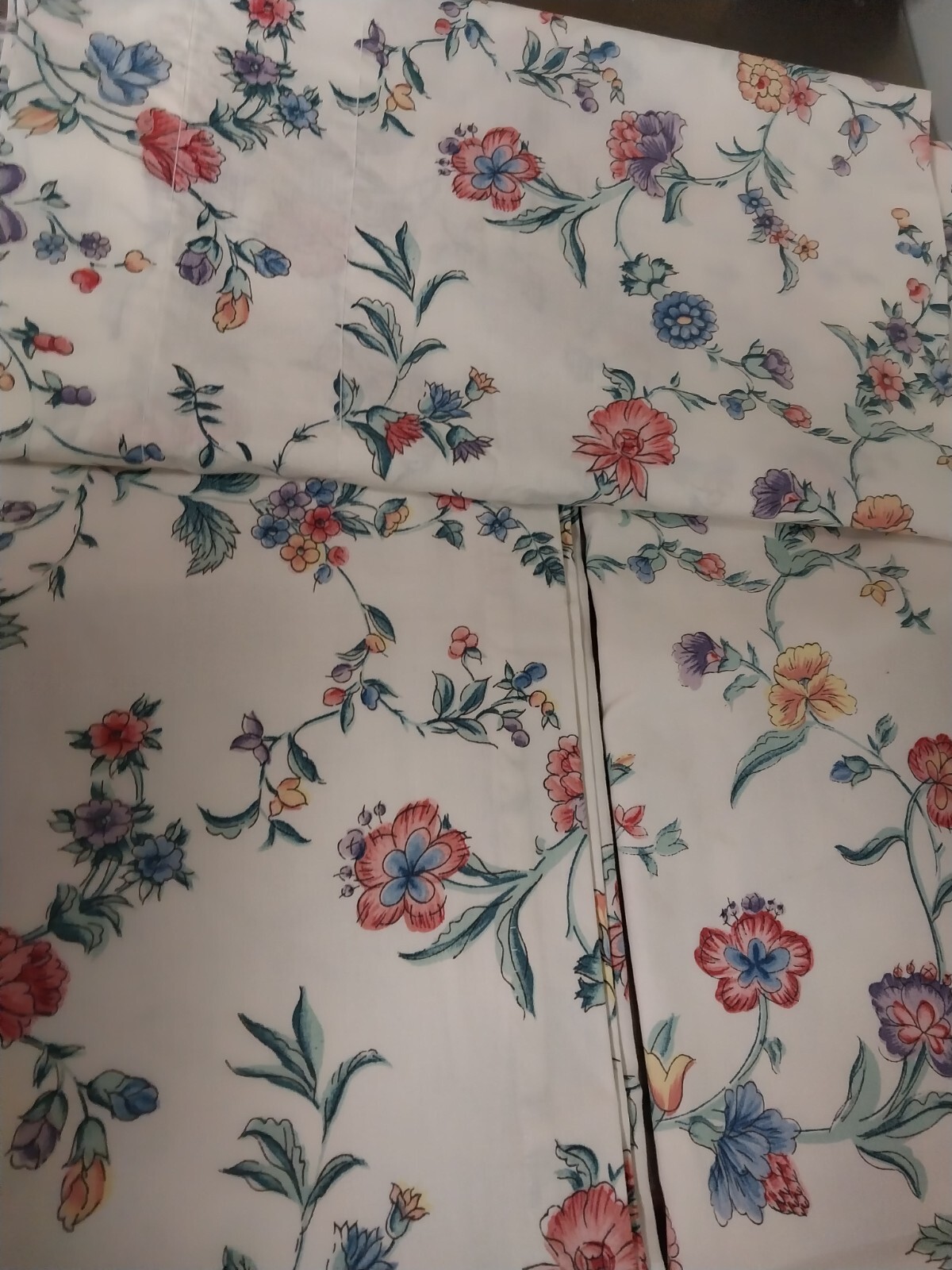 Laura Ashley Chinese Silk Pair of Lined Drapes 86″ Long Valance & Tiebacks -5 pc