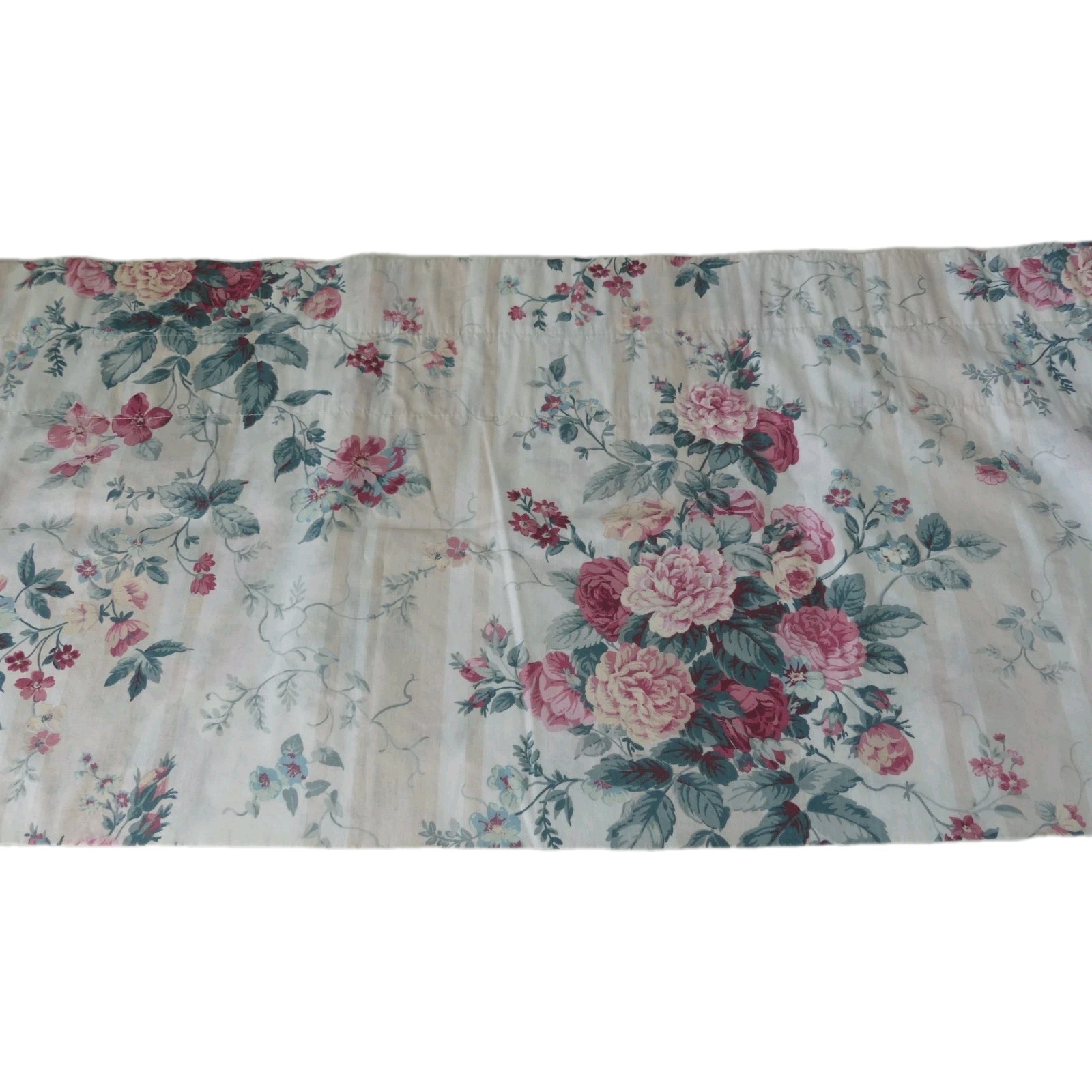 Vtg Croscill Floral Blouson Valance Bouqet Striped Cottage French Country 17×45