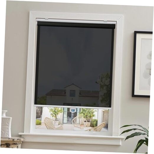 Cordless Roller Shades for Windows Light Filtering Shades 23″W x 72″H Black