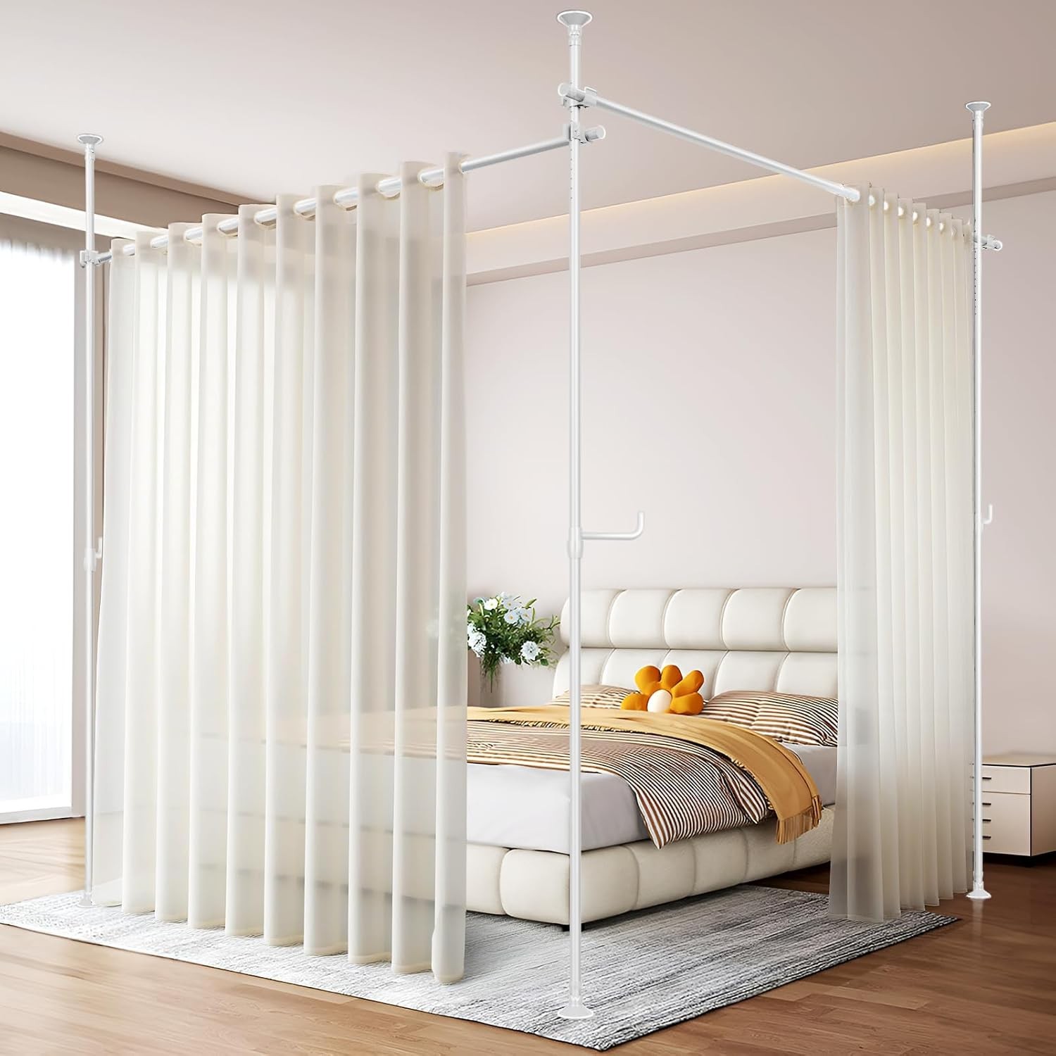Seamless Room Divider Curtain Rod No Drilling Space Partition Adjustable Privacy