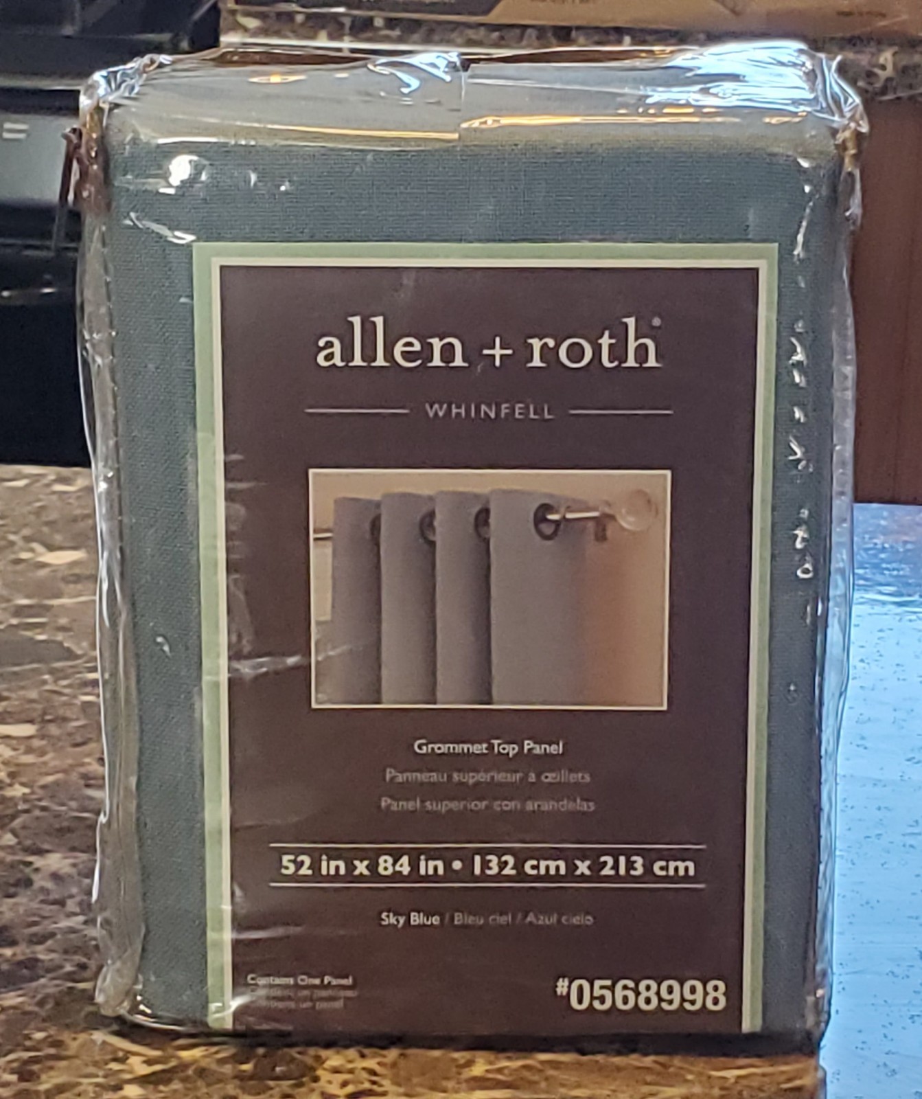 New! Allen Roth Whinfell 84″x52″ Sky Blue Faux Linen Grommet Top Panels