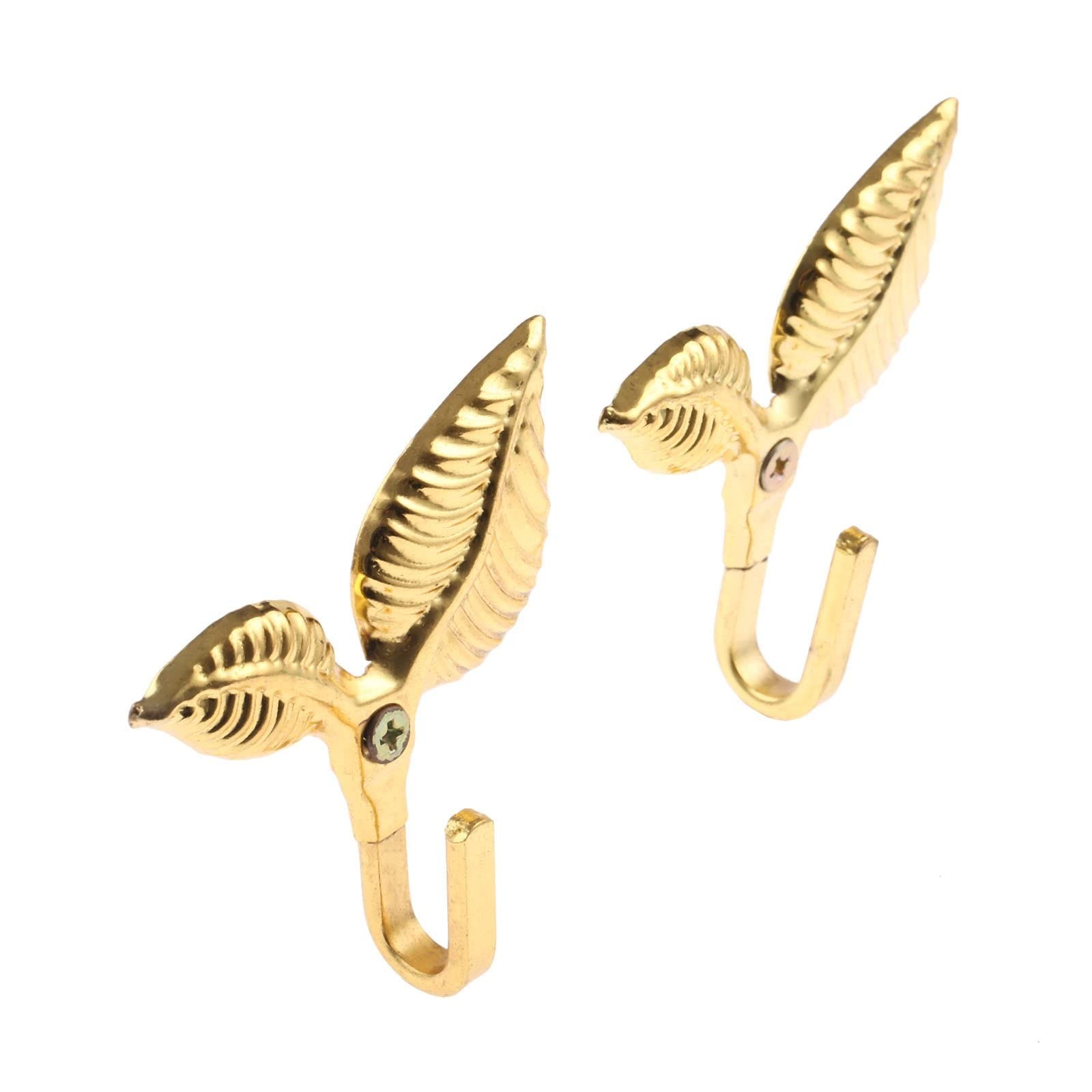 2Pcs Curtain Holdbacks Tieback Hooks Multifunctional Wall Hook Gold Vintage L…