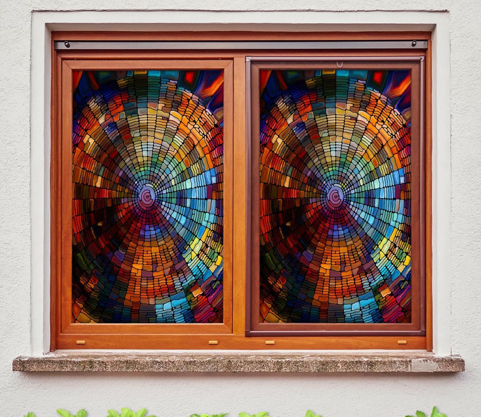 3D Colored Stone ZHU563 Window Film Print Sticker Cling Stained Glass UV Zoe