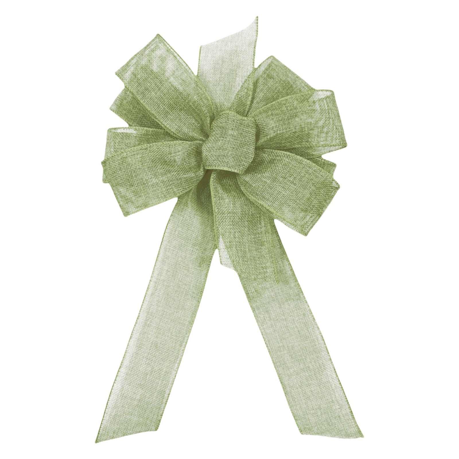 Burlap Ribbon Bow for Wreath Decoration Natural Jute 10 x 20 Inches Sage Green