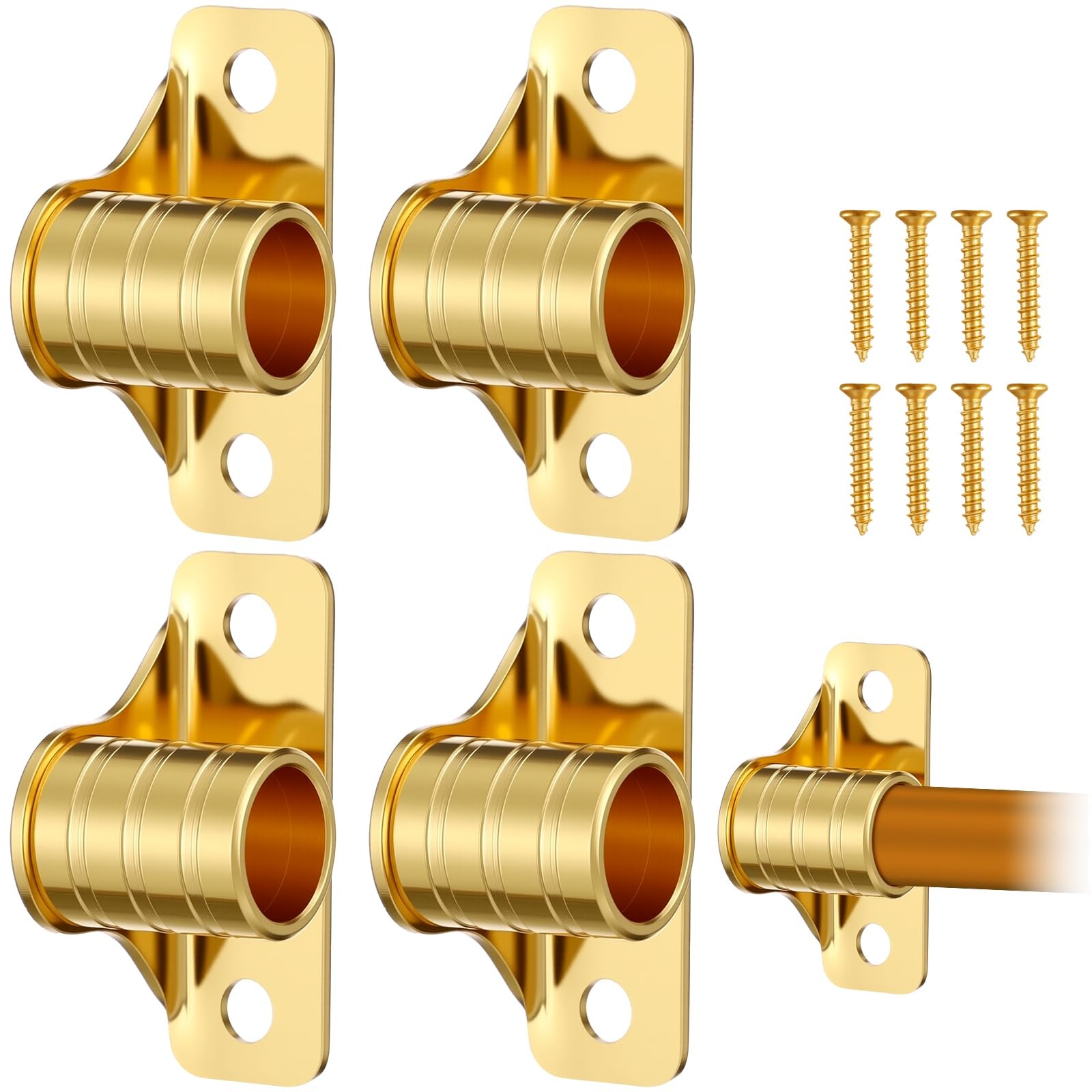 MorningRo 4 Pcs Outside Mount Curtain Rod Bracket 3/8″ Brass Bracket Set for …