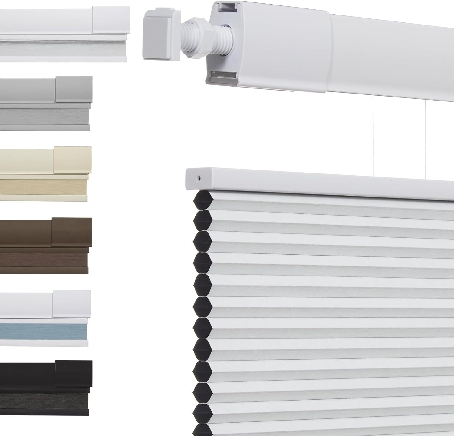 No Drill DIY Easy Installation Blackout White 1″ Honeycomb Cellular Shade