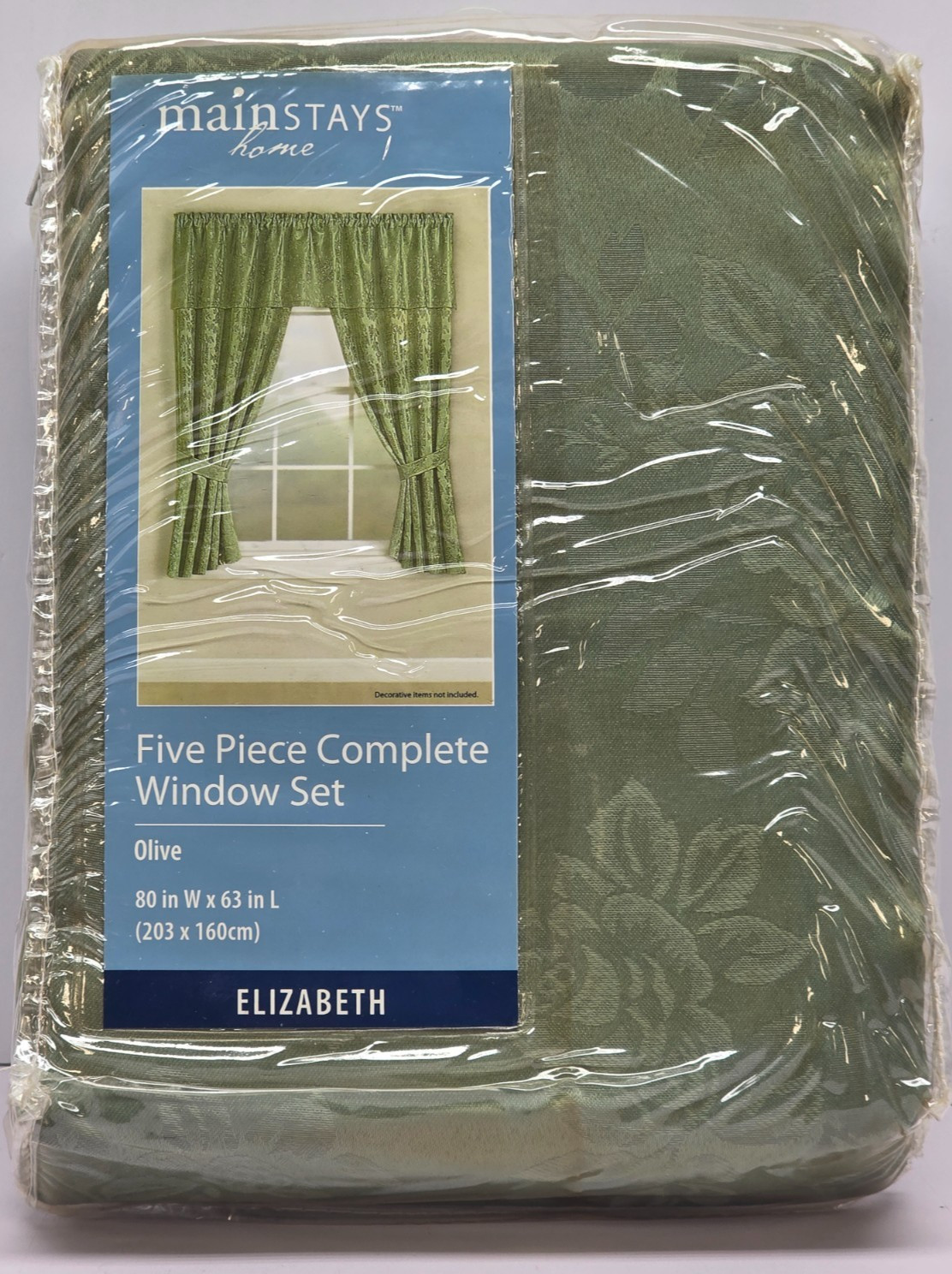 Mainstay Home Complete 80”W X 63”L 5 Pc Window Set Elizabeth Olive