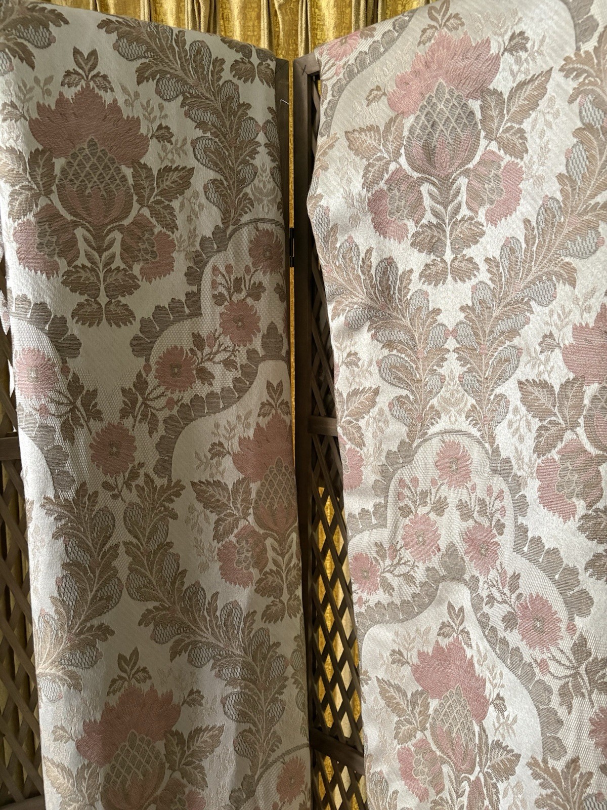 JCPenney Home Collection Lined Floral Curtain Panel Beige Pink Brown 48×84