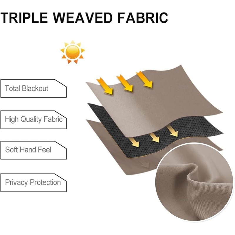 Adjustable Blackout Tie Up Curtains Soft Polyester Drapes Home Window Treatment