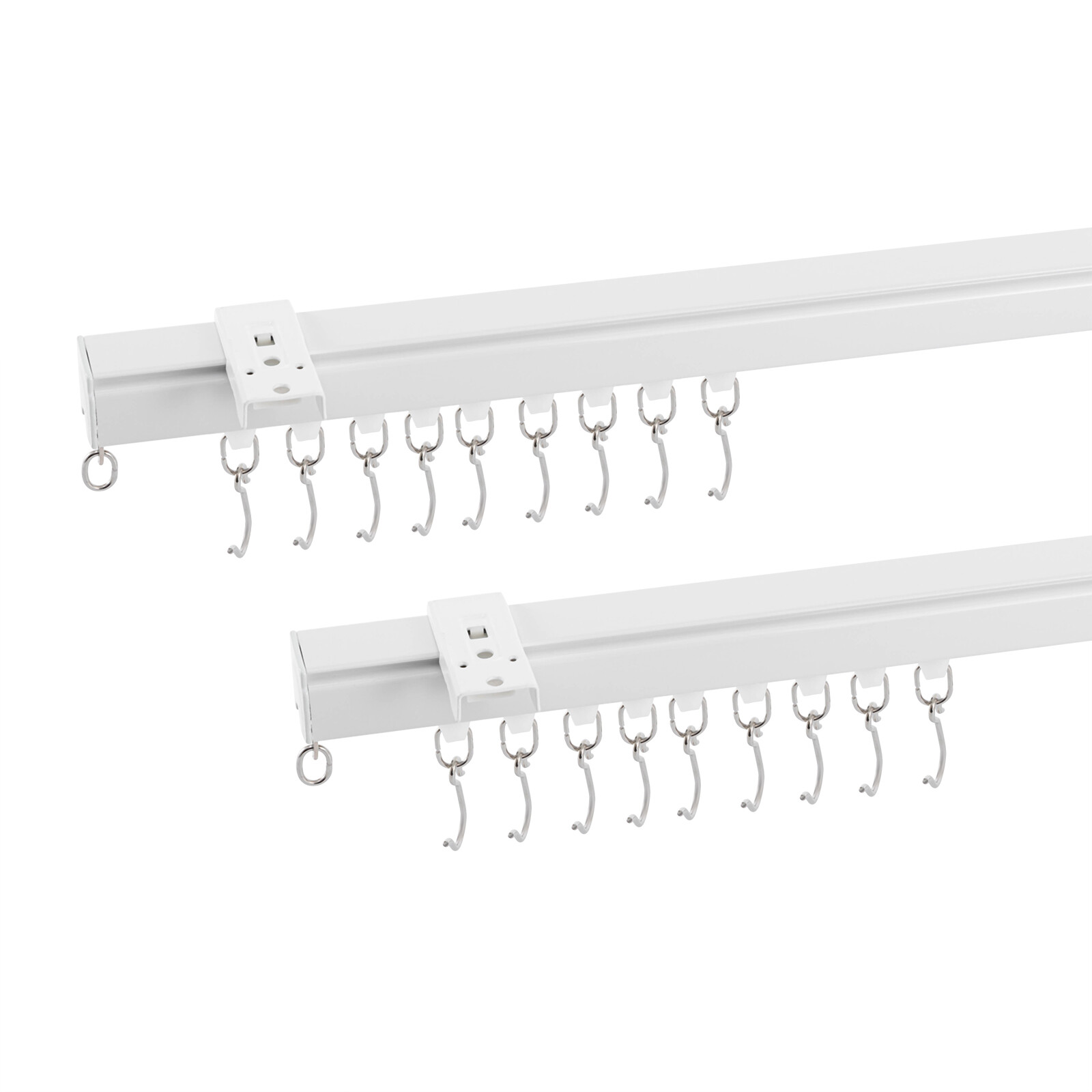 Ceiling Mounted Curtain Track Kit w/ Hooks 3ft-6ft Curtain Track for Space,White
