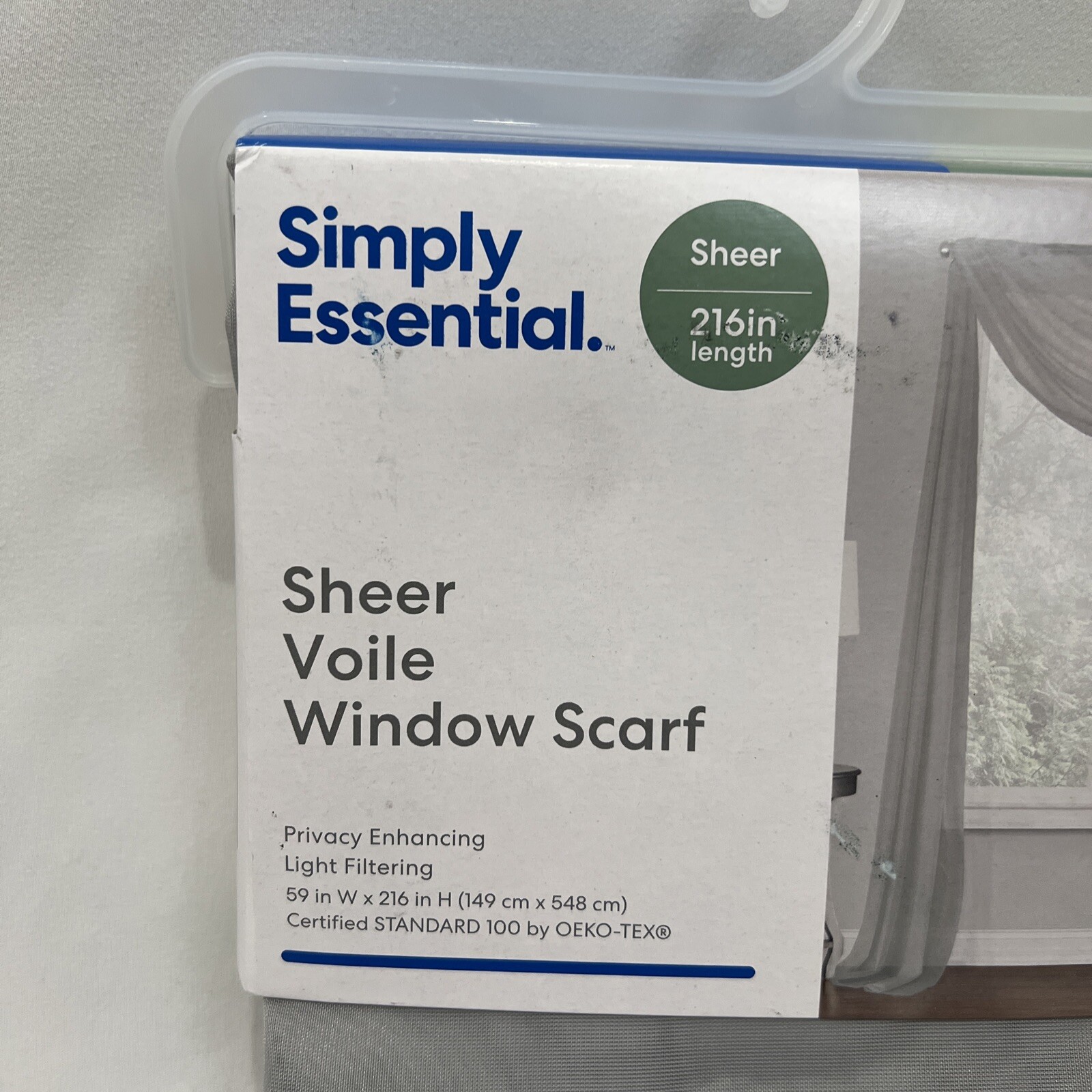 Sheer Voile Window Scarf Sheer 216″ L Silver Gray Valance Simply Essential