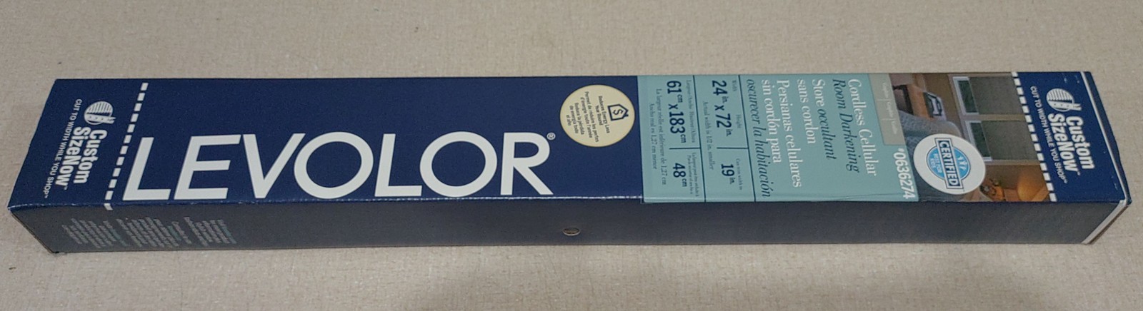 Levolor 24″ x 72″ Trim+Go Graphite Room Darkening Cordless Cellular Shade NIB