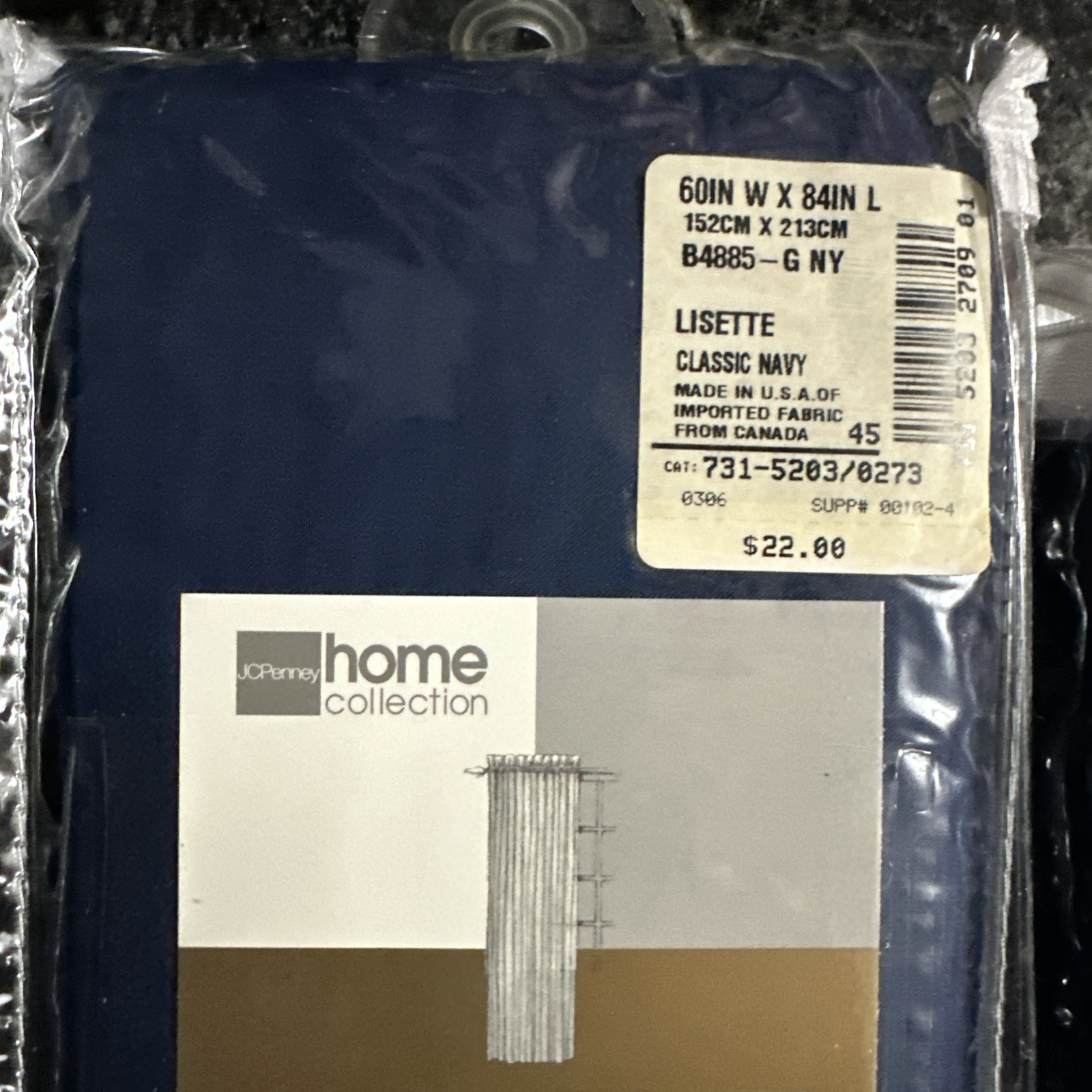 2 Packages Lisette Panel Classic Navy Color 60in X 84in JC Penny Curtain panels