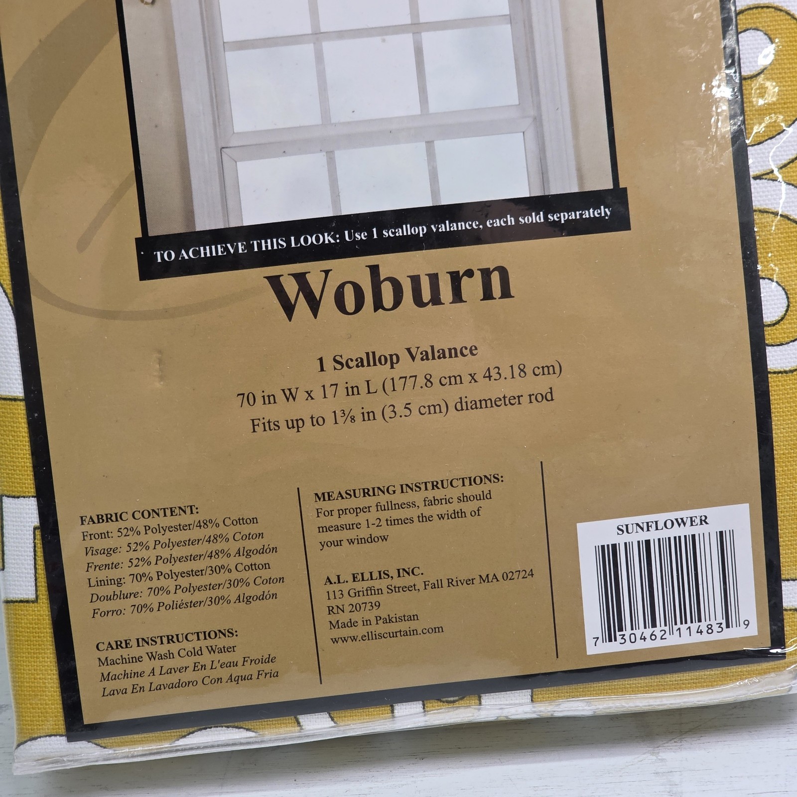 Woburn Geometric Moroccan Trellis Scallop Rod Valance 70″X17″ Sunflower Yellow