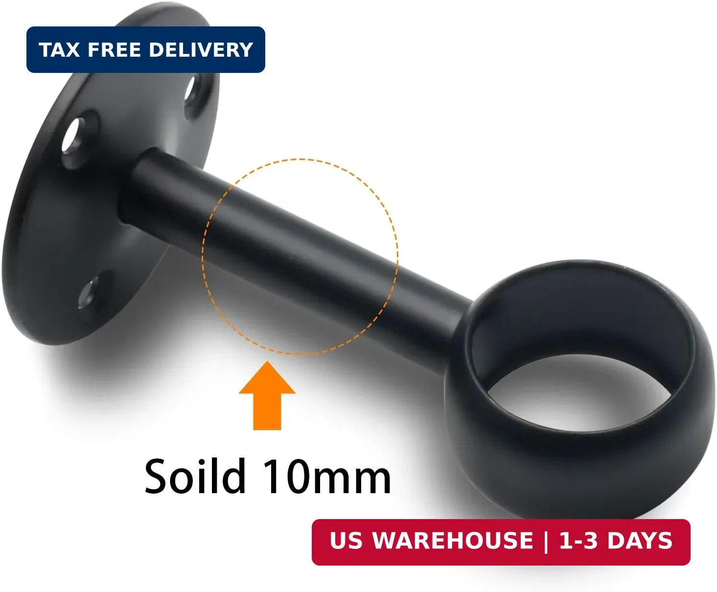 4pcs Ceiling Mount Curtain Rod Bracket,1-1/4 Inch,Matte Black | 4 Pcs, Flange Cl