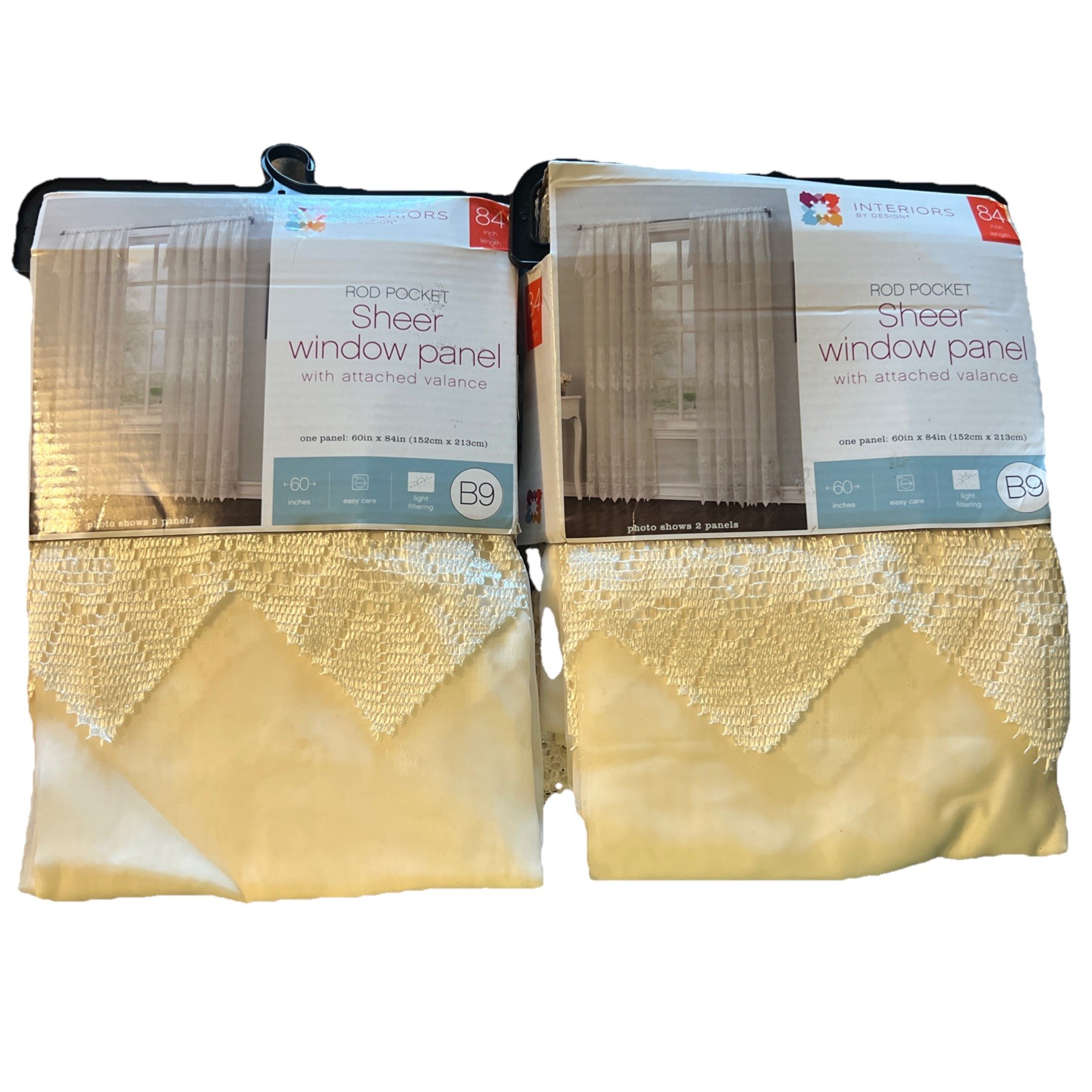 Window Sheer Panel – Solid Rod Pocket – 84″ L x 60″ W Lot of 2