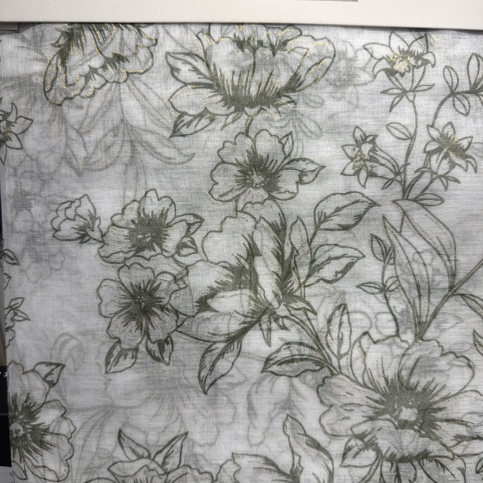 (2) Laura Ashley Hummingbird Floral Green Metallic Sheer Pole Panels 84” New~